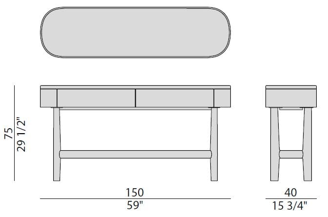 Овальная консоль из орехового дерева с ящиками Porada двадцать четыре ARCH-00060517 - Вид №9