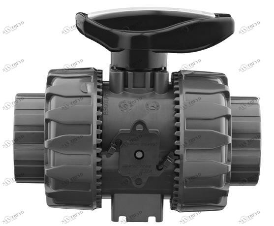 SANIT 852750210823321 2-ходовой шаровой кран d 16-63, ВКД DualBlock®, PVC-U, клей рукав 