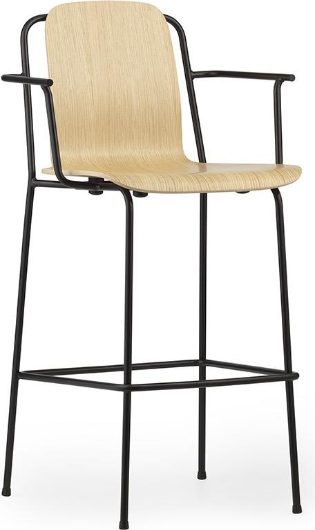 601960 Барное кресло Studio 75 см Черная сталь / дуб Normann Copenhagen 