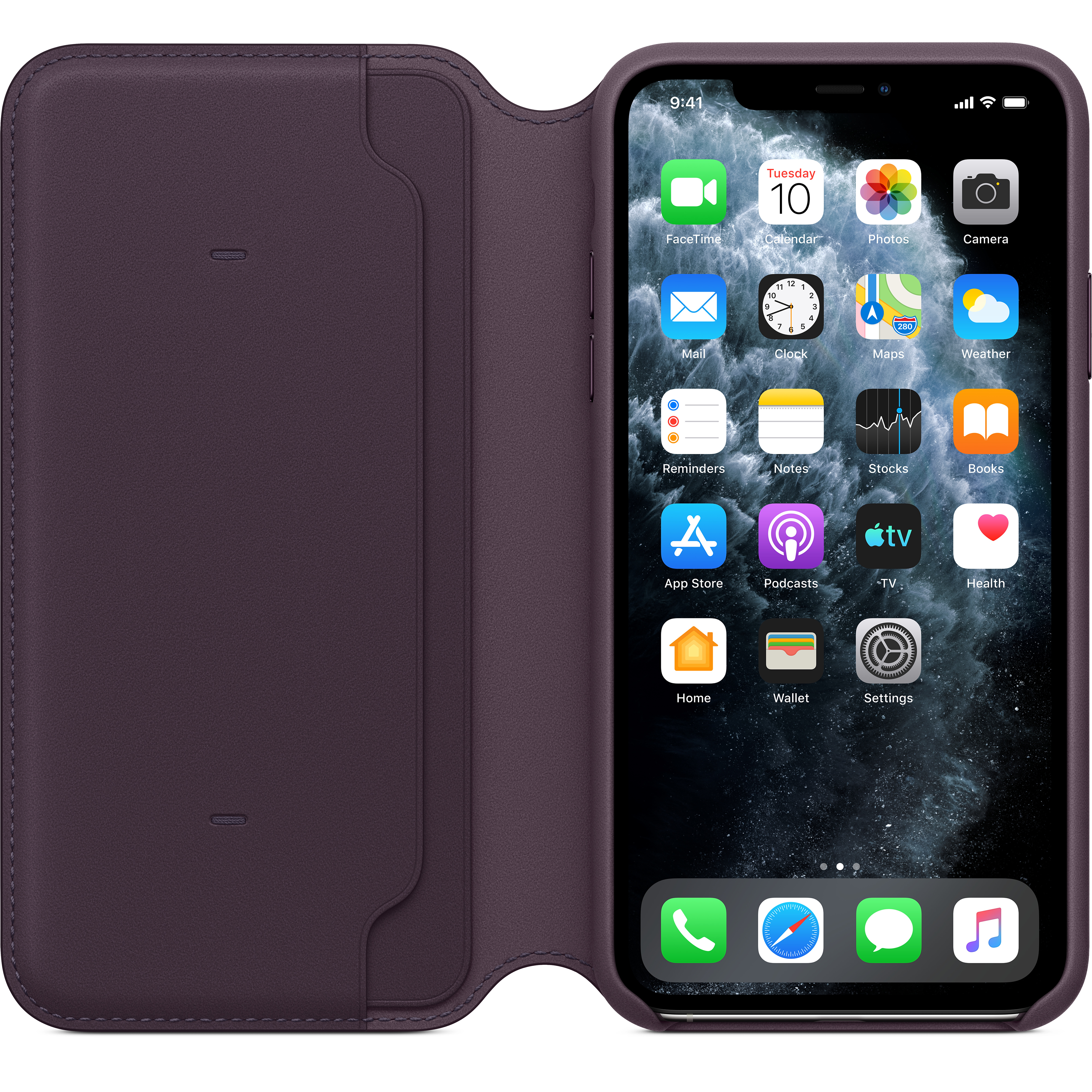 MX092ZM/A Iphone 11 pro max leather folio - aubergine Apple Santreyd  - Вид №5