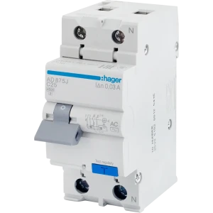 Дифференциальный автомат Hager AD875J 1P N C25 A 30 мА 4.5 кА AC