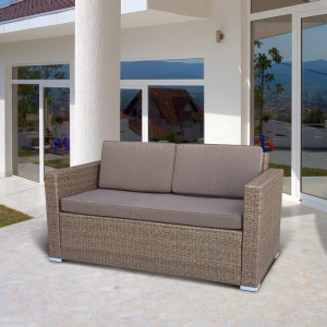 S52B-W56 Light brown Плетеный диван Afina
