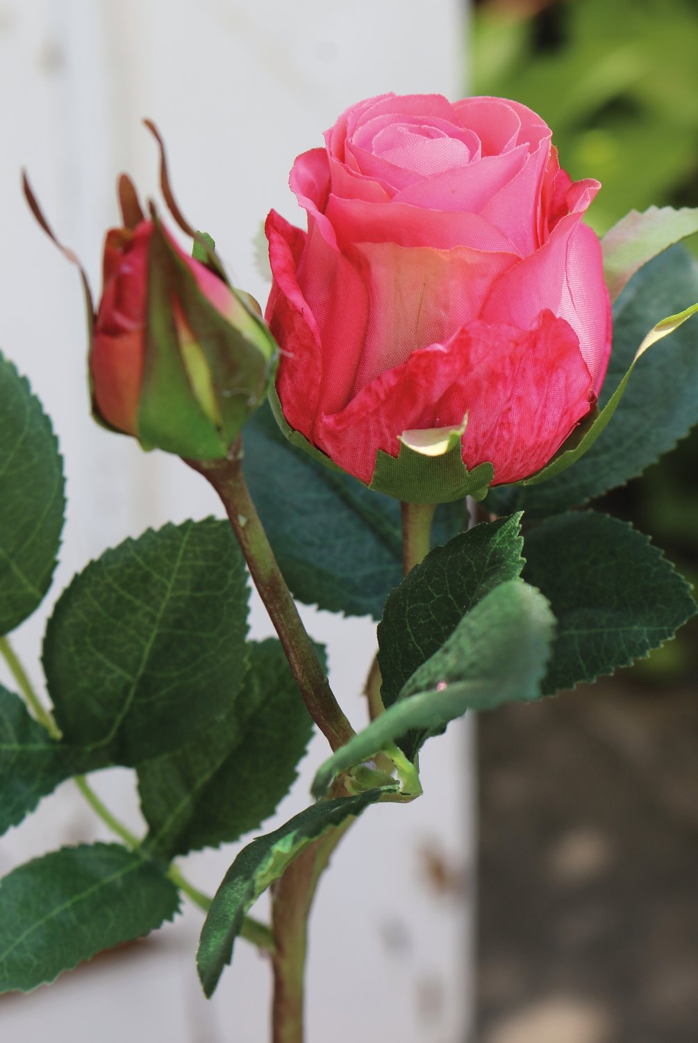 3295 515 a3 Искусственная роза, 1 цветок, 1 бутон, 45 см, розовая H-andreas  - Вид №1