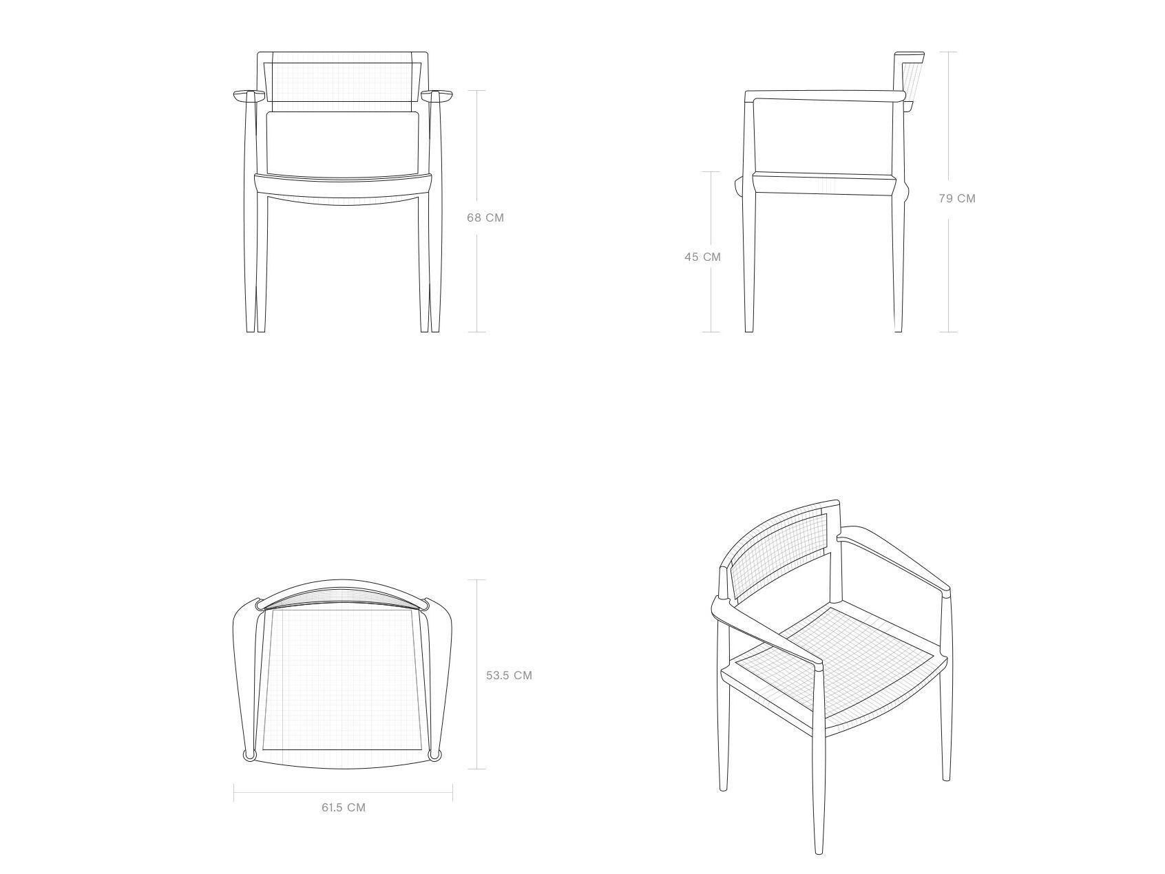 Стул из тикового дерева с подлокотниками Phantom Hands Tangāli ARCH-00050472 - Вид №6