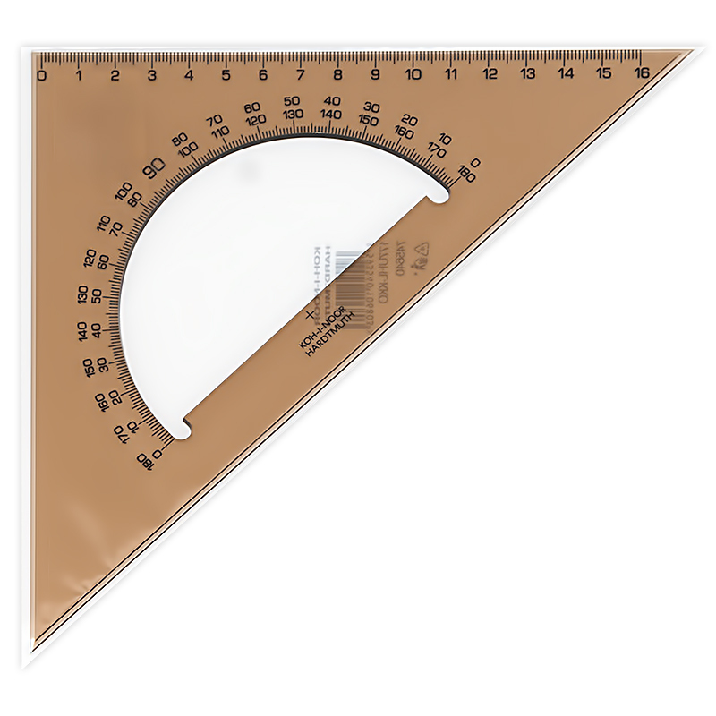 074564000000 Угольник 45 градусов (транспортир 180 градусов) с транспортиром 180 градусов KOH-I-NOOR Hardtmuth 
