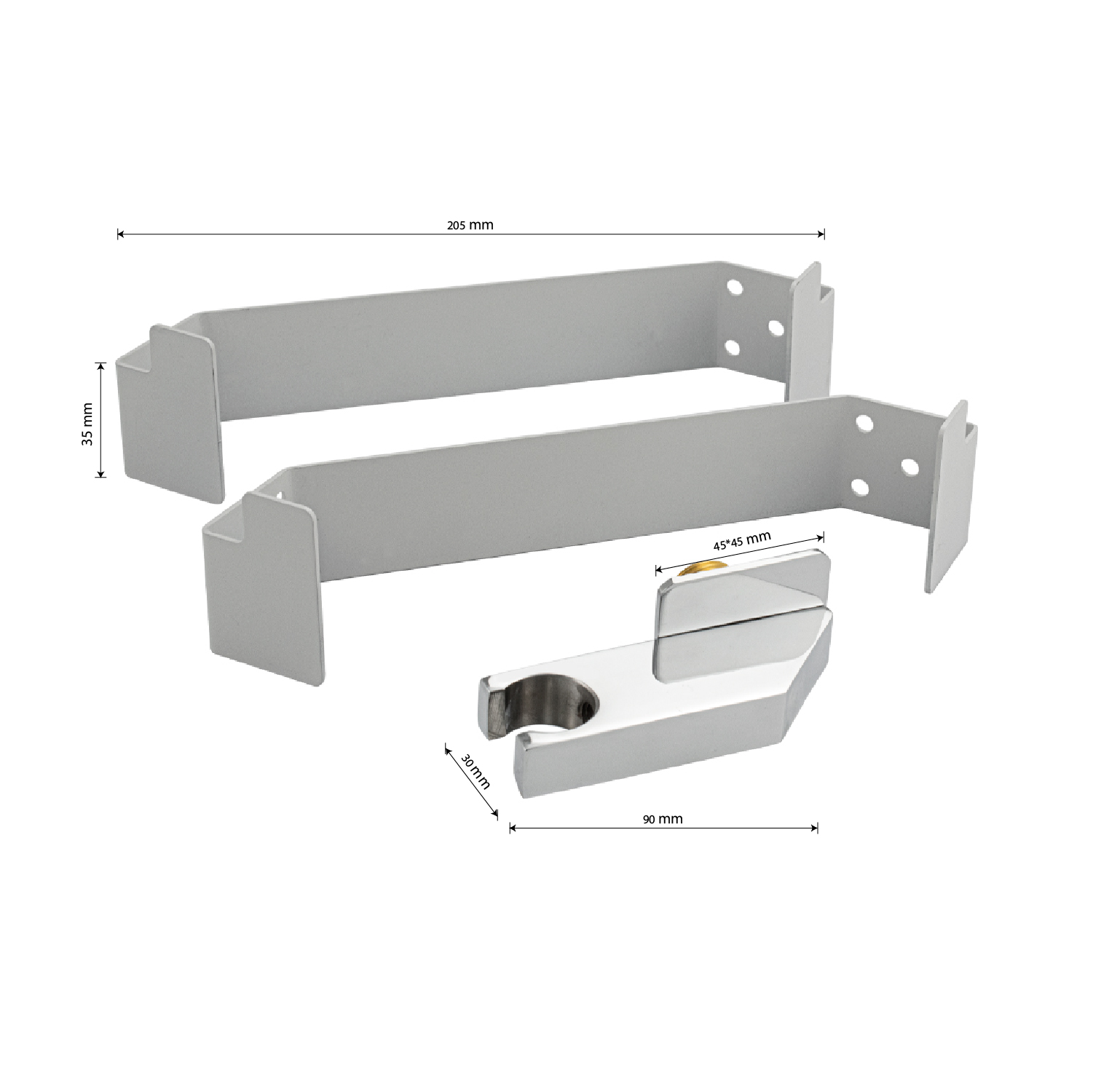 GFmark - Крепление и кронштейн для душевой панели, тропический душ шарко, в УГОЛ, код: 5519  - Вид №2