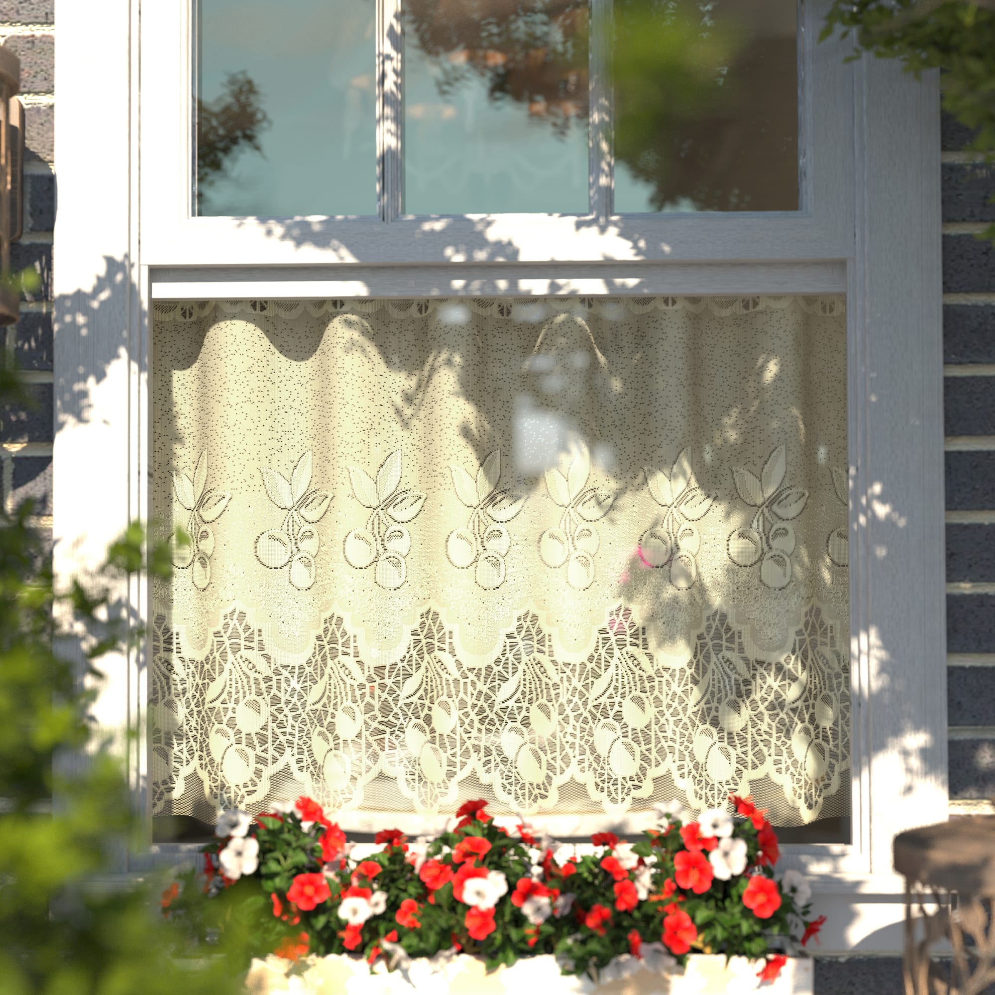 14201401 Занавеска для кухни «Ягода», 145х70 см, жаккард, цвет молочный Santreyd  - Вид №7