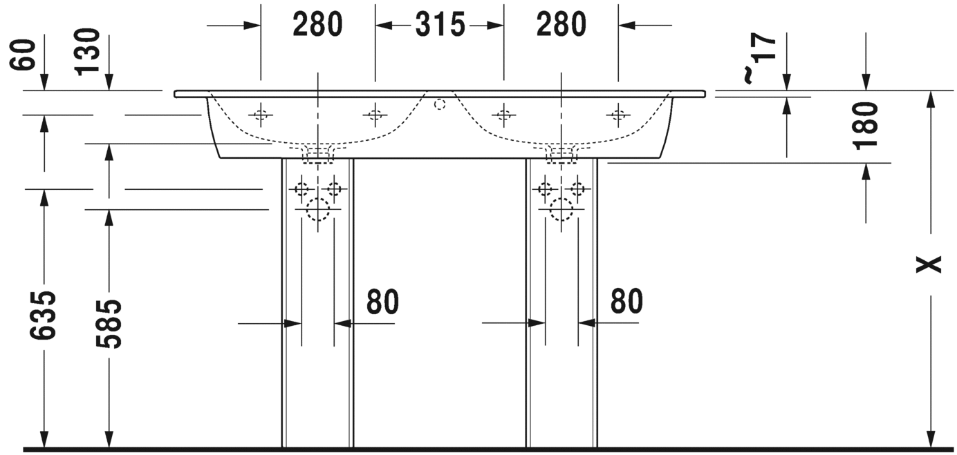 2336130060 Подвесная раковина настенная овальная Duravit ME BY STARCK - Вид №4