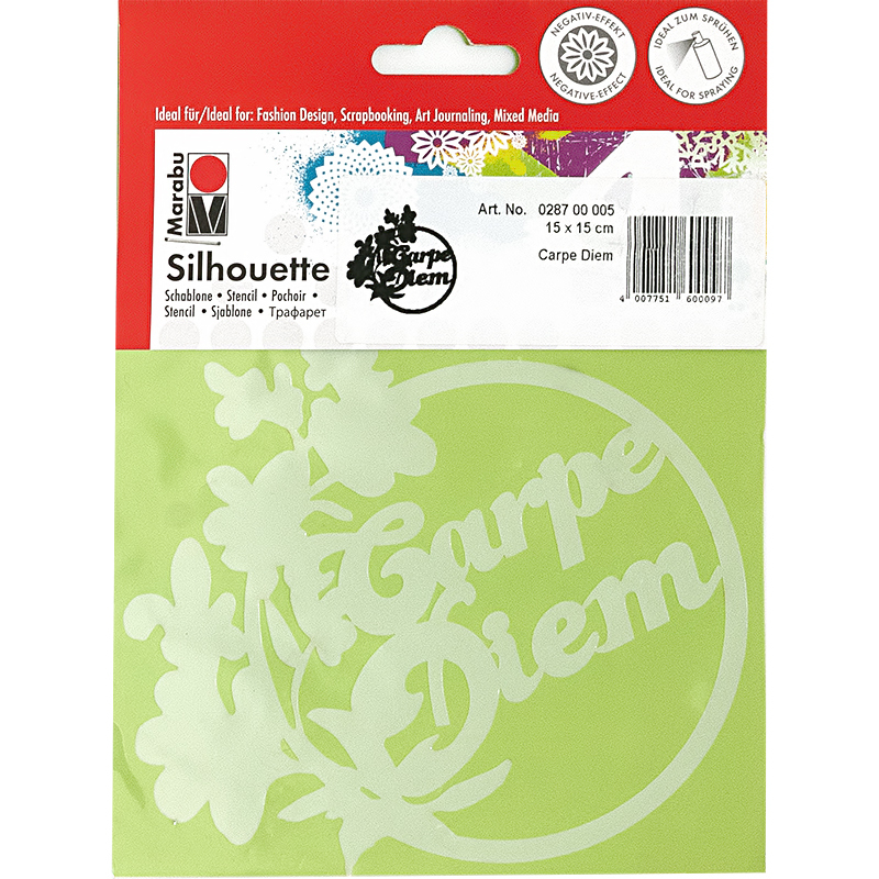 28700005 Трафарет-силуэт 15 x 15 см Carpe Diem Marabu 