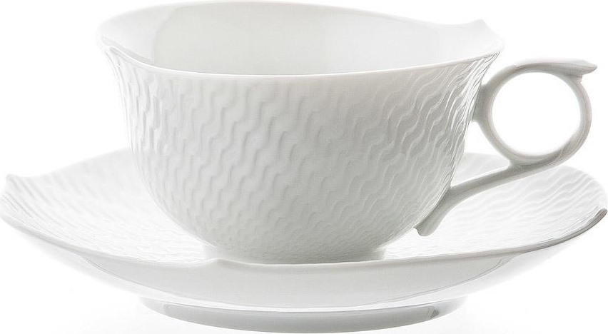 58347 Meissen Чашка чайная с блюдцем 170мл "Игра волн, рельеф, белый" Фарфор 