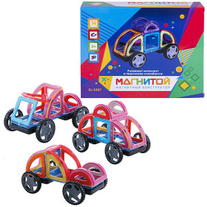 GL-1007 Конструктор магнитный Машинка (14 деталей, 2 - с окном) Магнитой