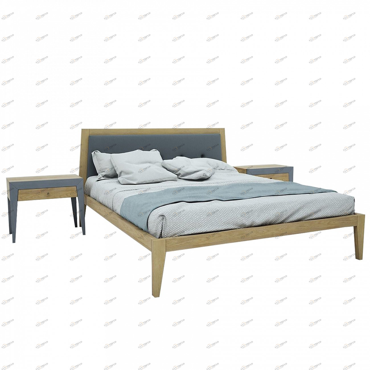 Кровать двуспальная деревянная 180х200 светло-коричневая Fly new BRAGIN DESIGN ДИЗАЙНЕРСКИЕ 256410 Бежевый 