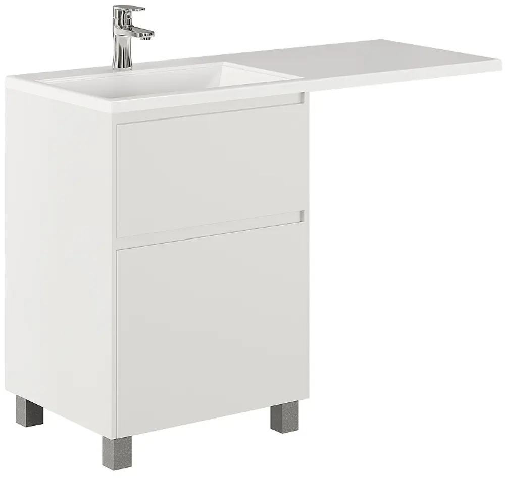 91630326 Тумба под раковину Trende Sanft TRE19-W120L + 19-MBCaforR 55см цвет белый, с раковиной STLM-0987855