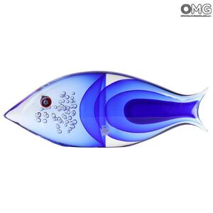 4352 ORIGINALMURANOGLASS Скульптура Абстрактная Синяя Рыба - муранское стекло OMG 43 см