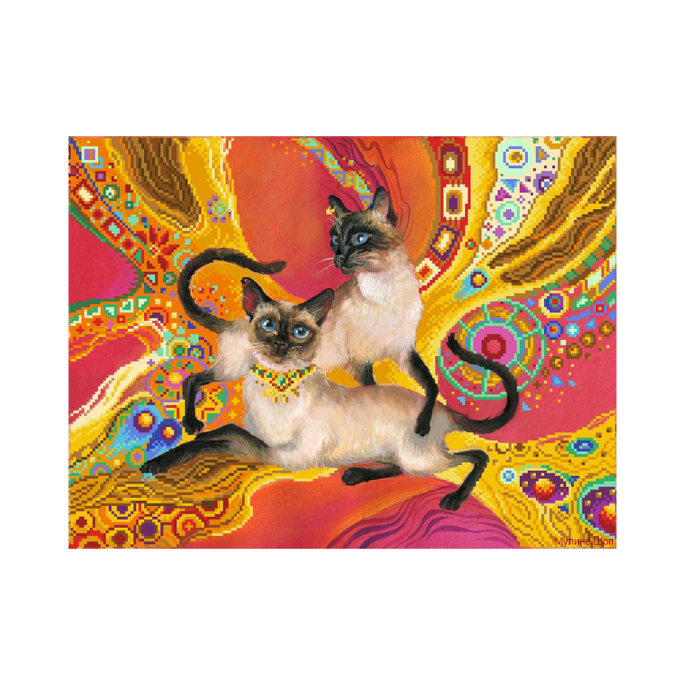 4207 Канва/ткань с рисунком Рисунок на шелке 37 см х 49 см "Восточные игры" Матренин посад 