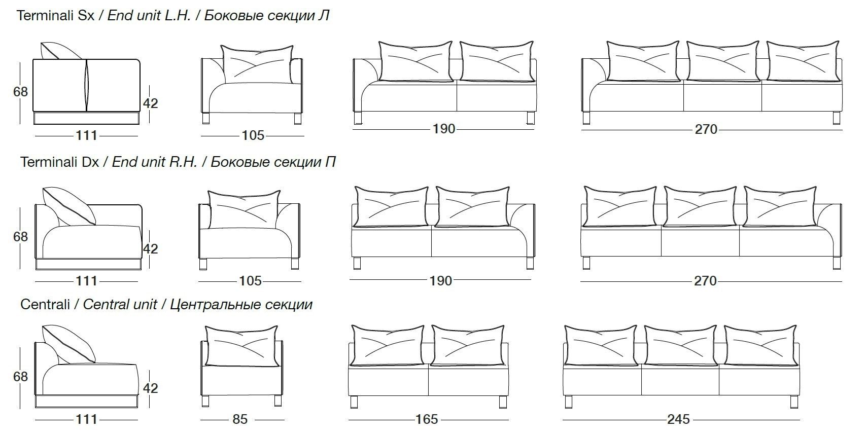 Модульный кожаный диван с полуостровом Longhi Loveluxe 2018-Illusion collection ARCH-00066542 - Вид №8