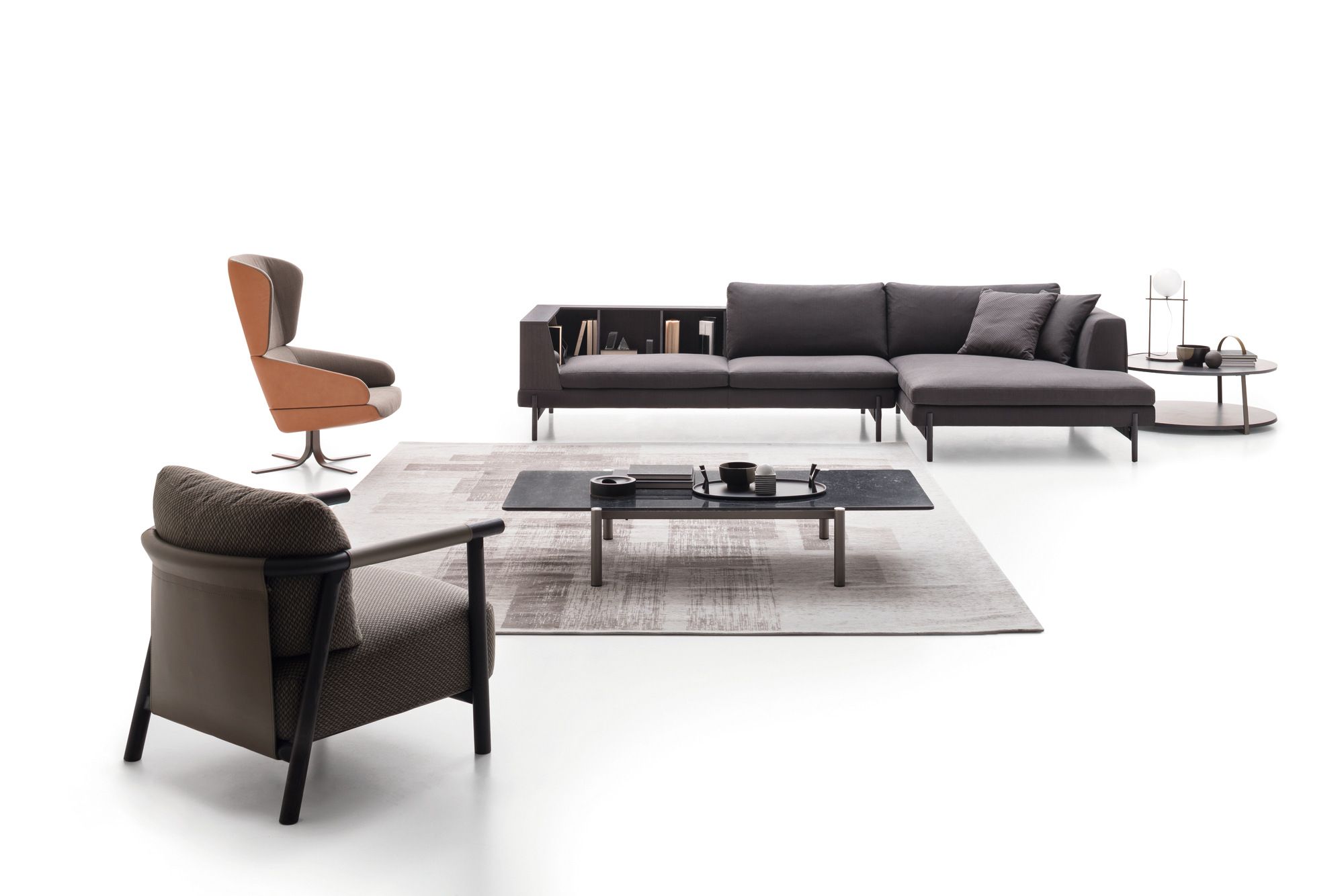 Низкий деревянный журнальный столик с журнальной стойкой Ditre Italia Kailua ARCH-00130641 - Вид №6