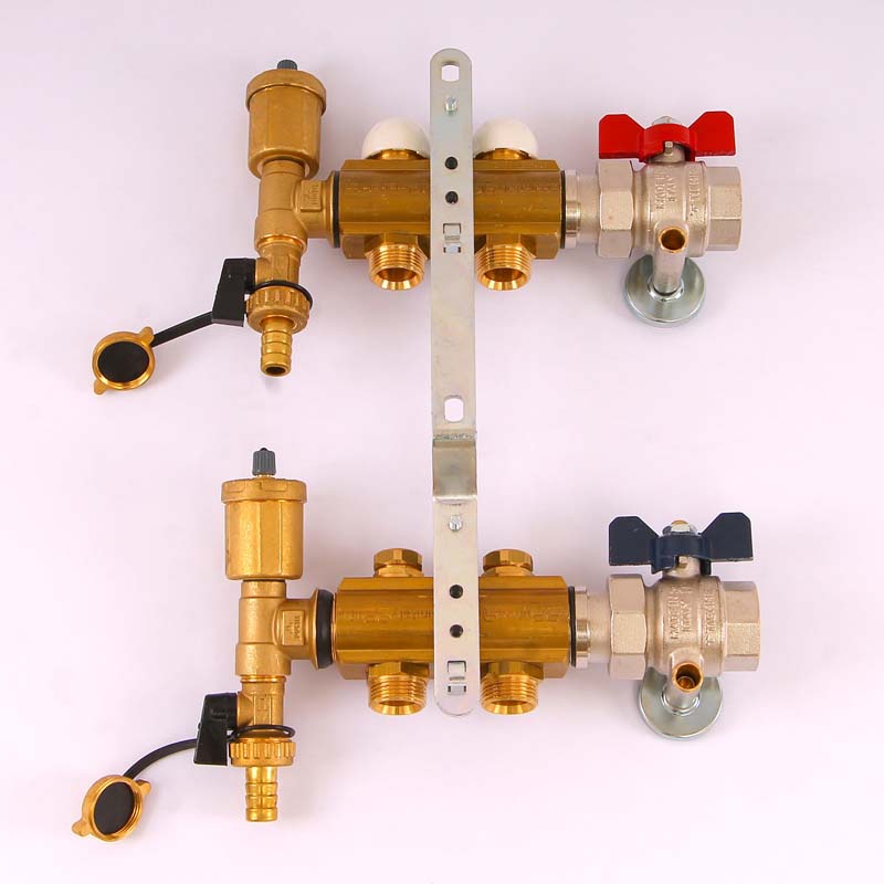 Коллекторная группа с кронштейнами, регулировочными и термостатическими вентилями TIEMME 1"x3/4"ЕК 2 выхода 3870046 - Вид №3