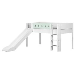 Кровать Flexa White с горкой, 200 см, белая с мятным