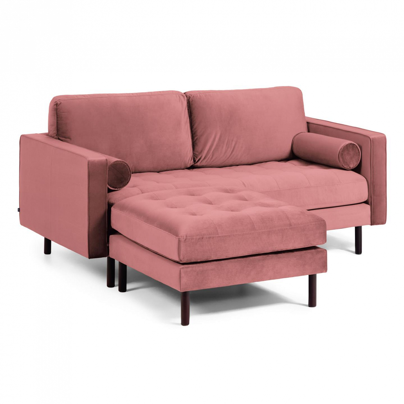 088085 BOGART Диван 2-местный розовый бархат с пуфом 182 cm La Forma Debra