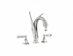 039654.D00.50 Комплект для ванны на три отверстия с кристаллами swarovski swan series Яркий хром