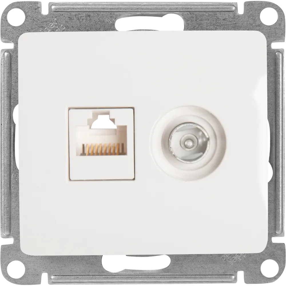 Schneider Electric Glossa — двойная розетка RJ45+TV для скрытого монтажа 84693607 STLM-0053751