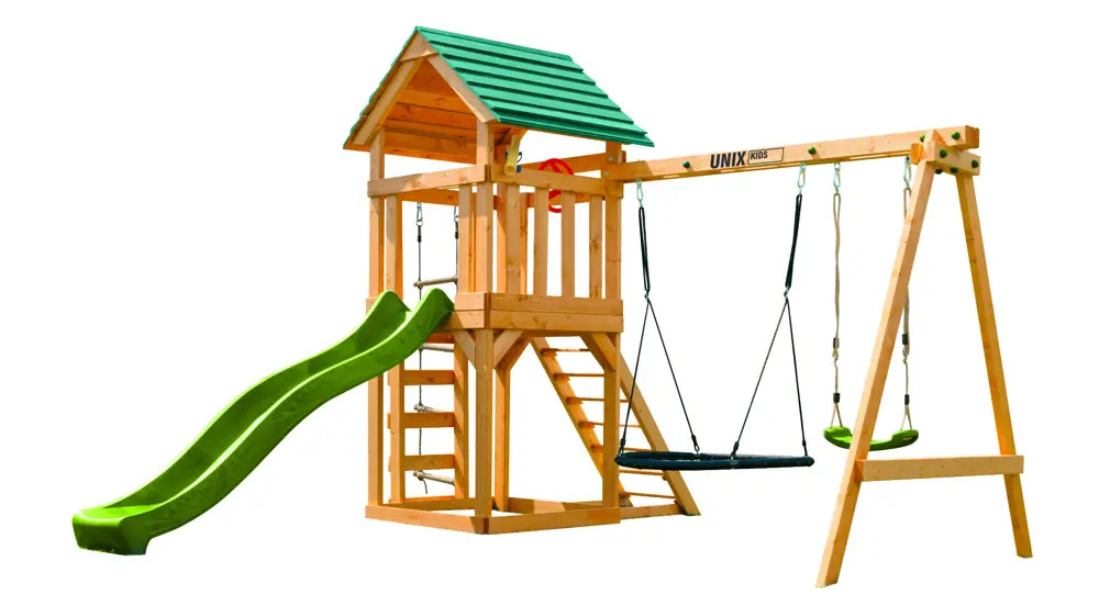 91637129 Детский игровой комплекс Unix Kids 6 in 1 Light Green 195x265x370 см STLM-0955395