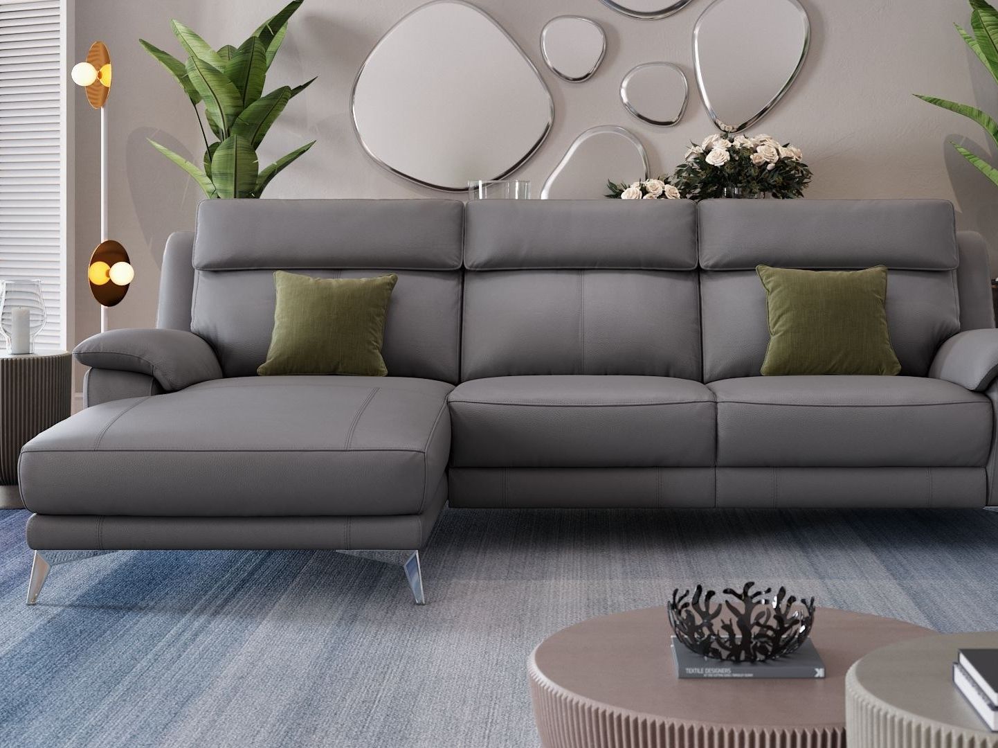 Кожаный диван с полуостровом Sofanella Aliano ARCH-00020881 - Вид №2