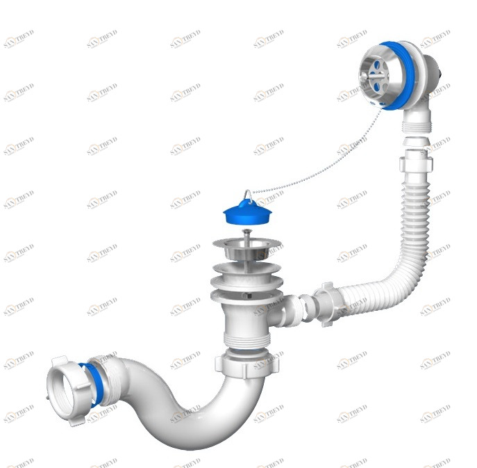 Сифон АНИ для ванны с выпуском 1 1/2", с переливом 40мм E150 АНИ пласт 7190