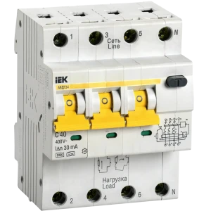 Автоматический выключатель дифференциального тока IEK АВДТ34 C40 30 мА