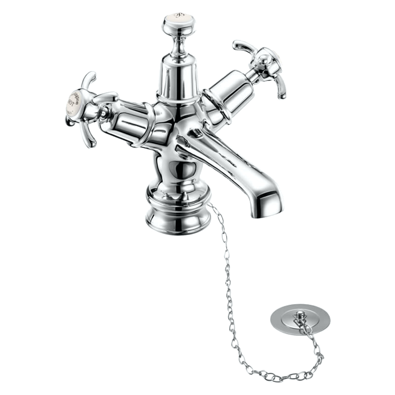 Burlington Смеситель для раковины Риджент, Англси, со сливом Plug & Chain с черным акцентом ANR5 BLA  - Вид №2