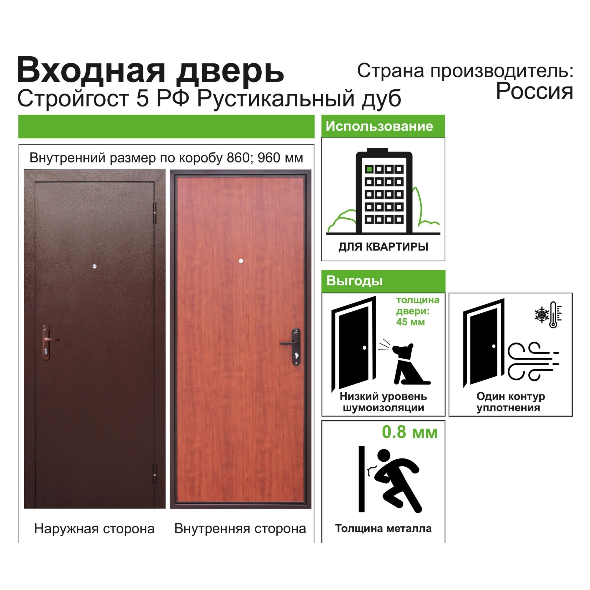 82127930 Дверь входная металлическая Стройгост 5, 960 мм, правая, цвет рустикальный дуб Santreyd  - Вид №9