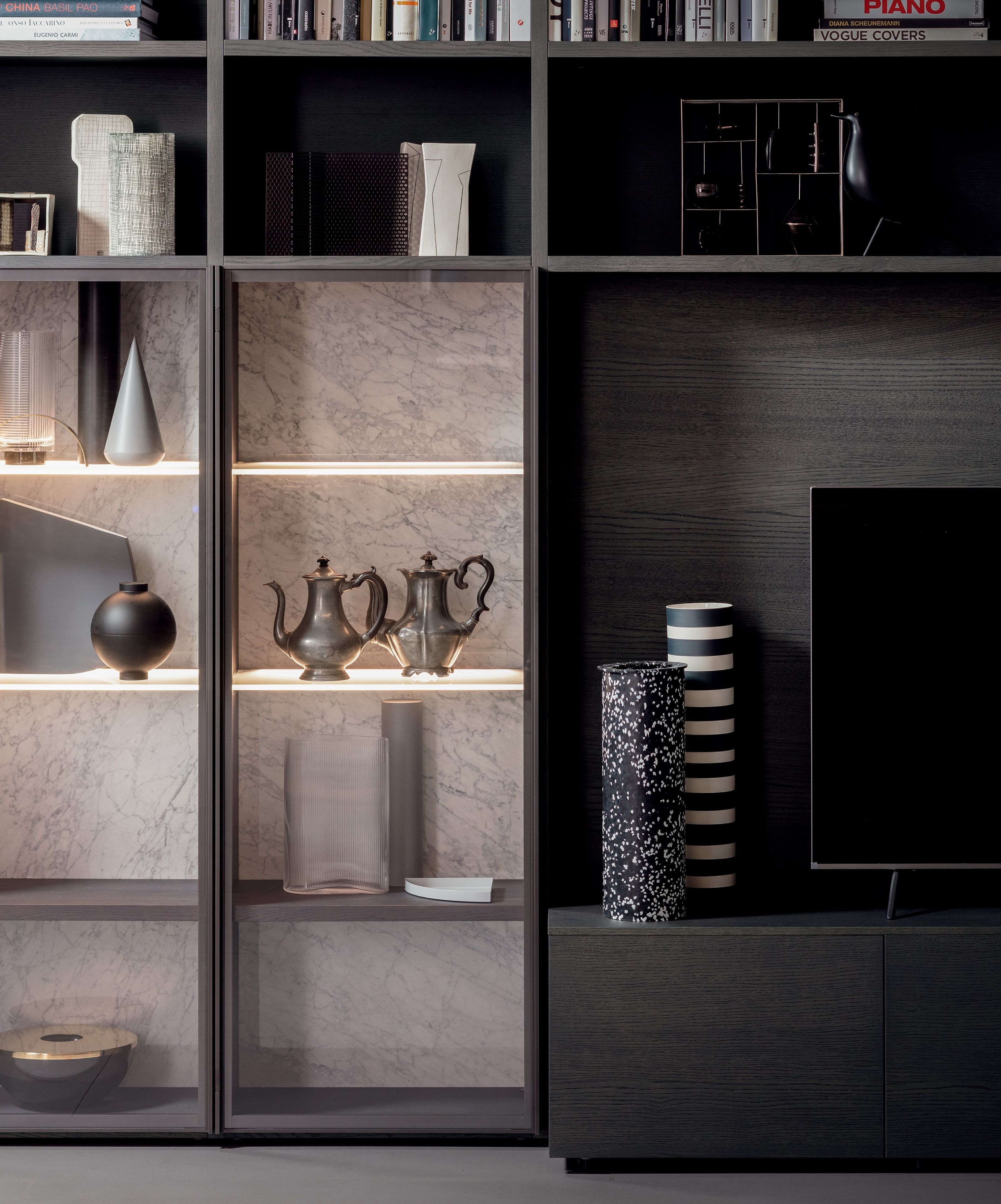 Секционный книжный шкаф из дерева и стекла Pianca Spazioteca ARCH-00086578 - Вид №2