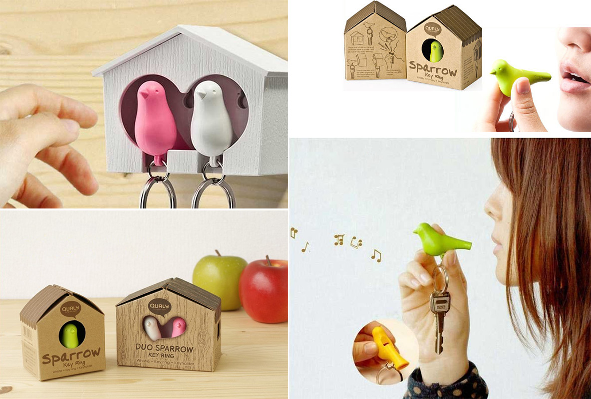 QL10124-WH-WH-PU Держатель для ключей двойной sparrow белый-фиолетовый Qualy  - Вид №1