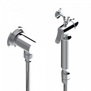 U9E-5840/7 Душ гигиенический: 1.25 м шланг, крючок, вывод для душа и лейка с клапаном (возможны только следующие покрытия A02, B01,C01, D03, E02, F01, G01,G02) Thg-paris West coast с ручками-крестиками с чёрным ониксом Хром