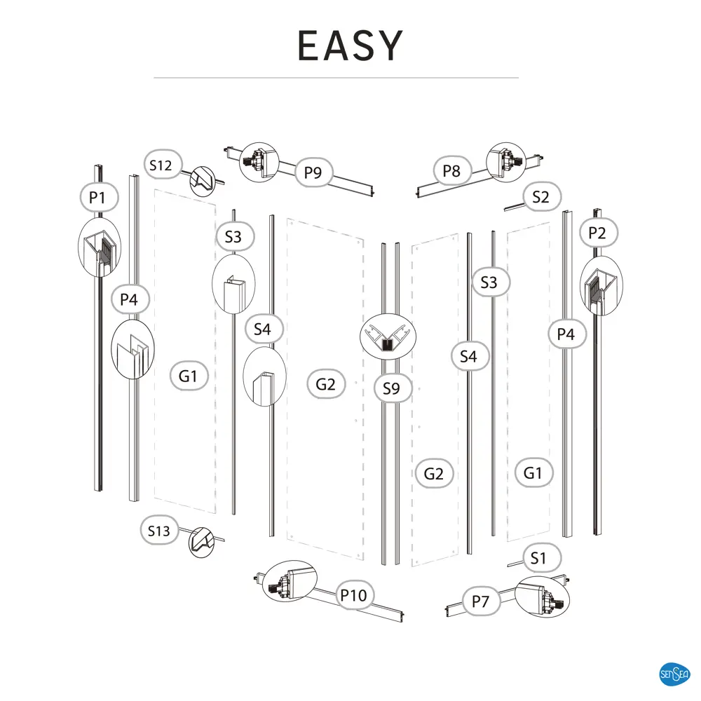 Комплект стекол для душевой ширмы Sensea Easy 80x120 см 84430283 STLM-2186714 - Вид №40