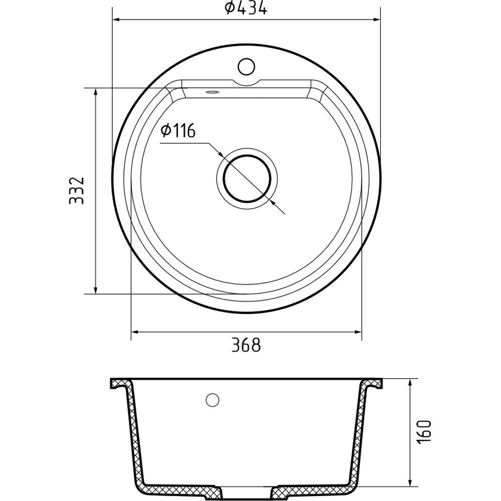 GRANFEST Smart GF-SM 435 - Кухонная мойка из мраморной крошки черного цвета 89364735 STLM-0883972 - Вид №4