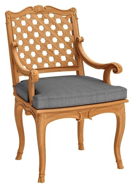 ASTELLO Садовый стул из тика с подлокотниками Fleur de lys sun-id-1495880 - Вид №5