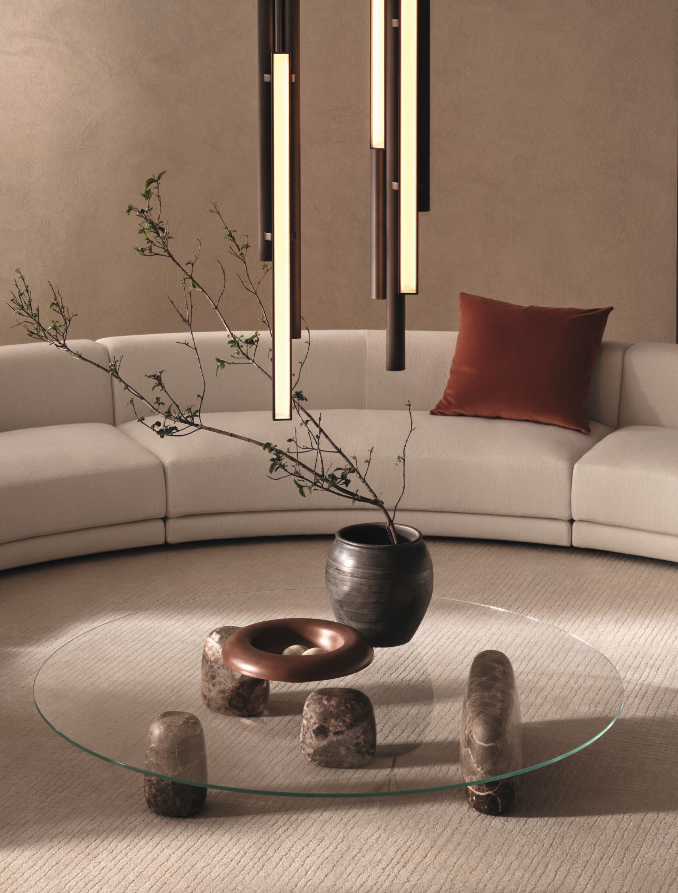 Хрустальный низкий круглый журнальный столик с мраморной основой DE PADOVA ISHI STONE ARCH-00121614 - Вид №3