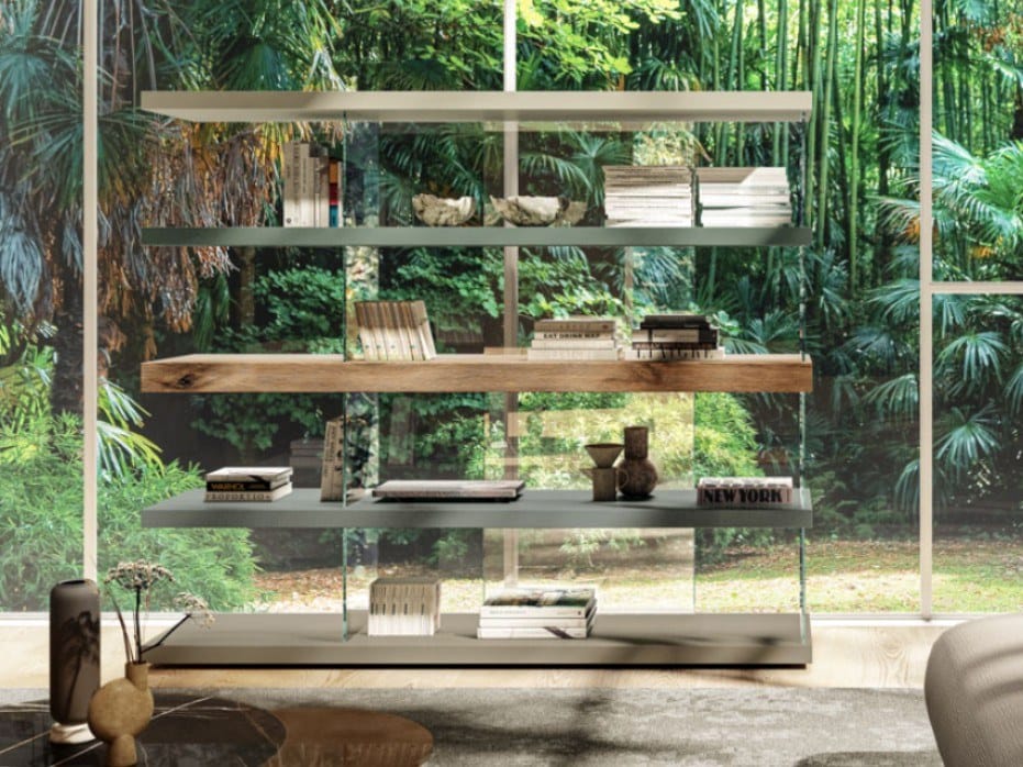 Отдельно стоящий книжный шкаф из дерева и стекла Lago Air ARCH-00139658 - Вид №1