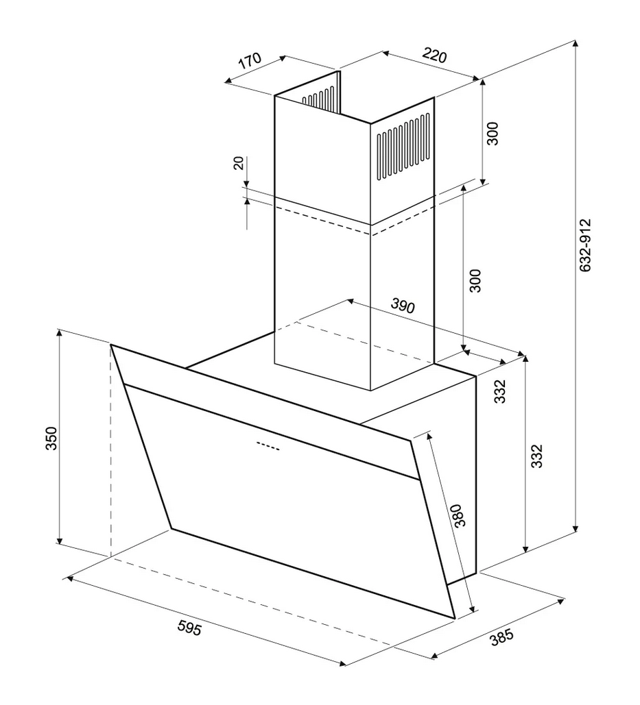 9195717 Вытяжка наклонная KRONA KRISTEN A 600 S черный/серебристый KRONA1 STDN-0085293 - Вид №15