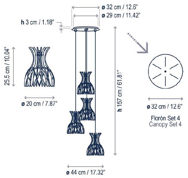 BOVER Led подвесной светильник из дерева Dome S/20/4l - Вид №4