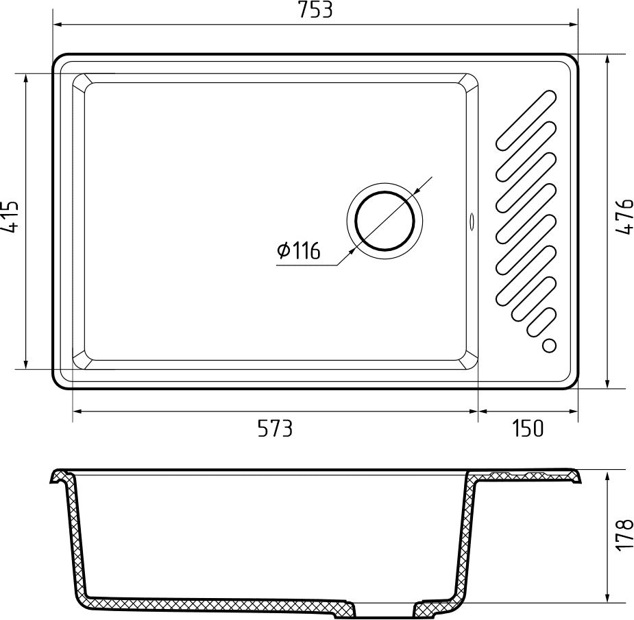 Кухонная мойка Кварц QUARZ S468 GranFest 51-S468 - Вид №1