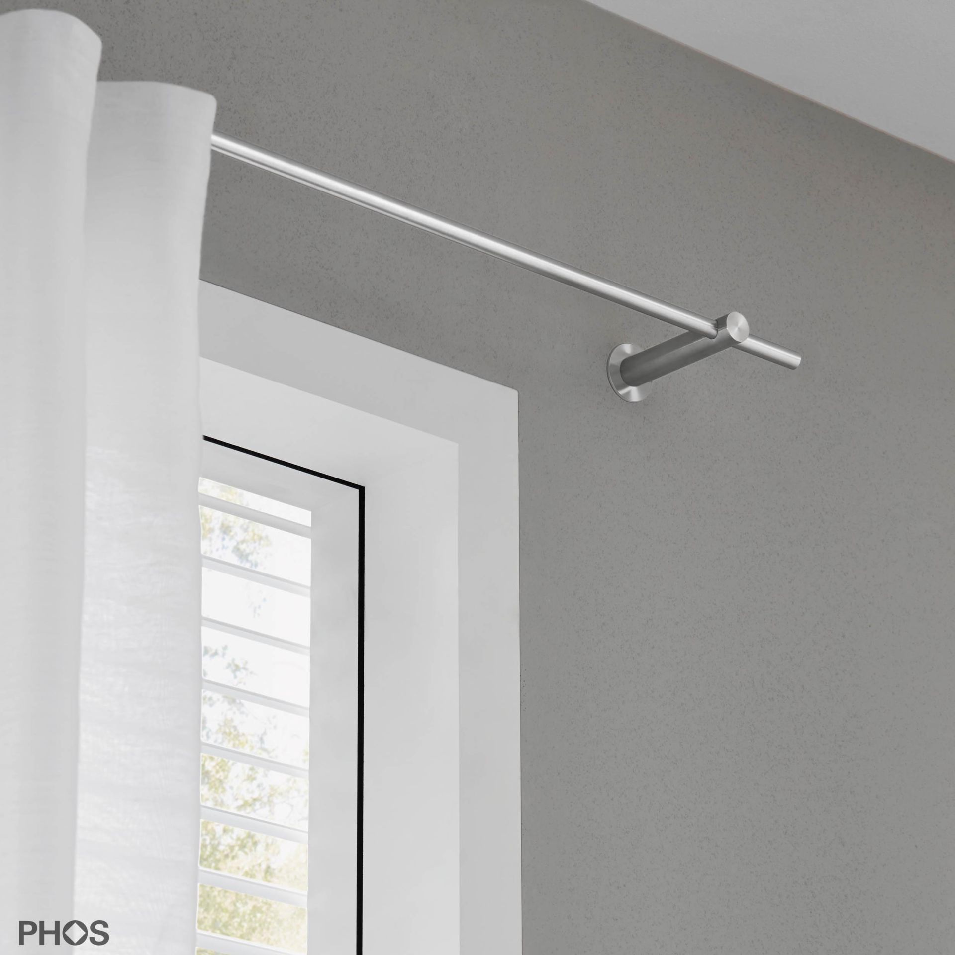 VS20-100-3600 Комплект карнизов: 360 см с 2 кронштейнами и 1 кронштейном в качестве центральной опоры (среднее расстояние от стены) PHOS  - Вид №1