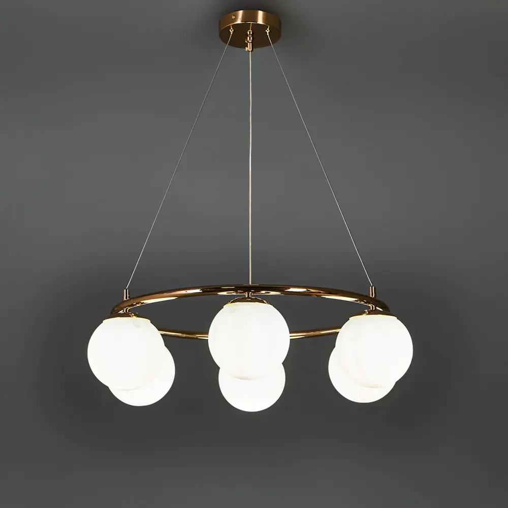 Подвесная люстра SCHAFFNER Circo с 6 матовыми шарами золотого цвета 89374505 STLM-0931913 - Вид №1