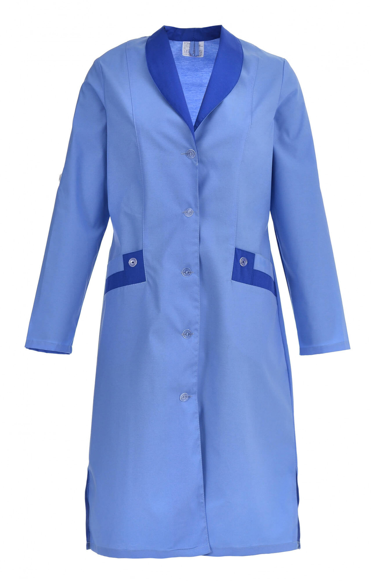 61739 Халат "Радуга" длинный рукав голубой  Одежда для обслуживающего персонала  размер 62 Спецодежда 