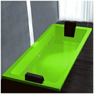 Ванна Gruppo treesse Quadra 199 V0737-DX-SZ салатовая с золотой фурнитурой и гидромассажем прямоугольная встроенная правая