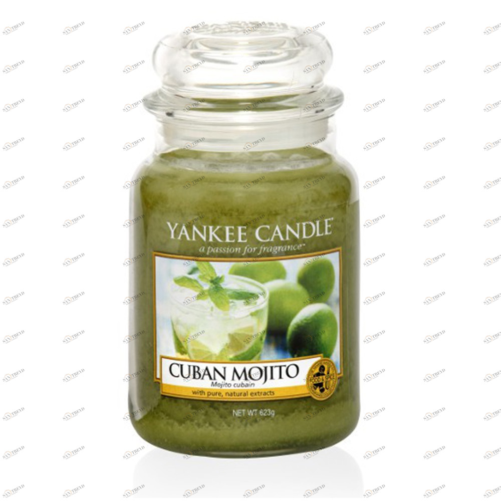 Свеча большая в стеклянной банке "Кубинский Мохито" Cuban Mojito 623 гр 110-150 часов YANKEE CANDLE  267830 Зеленый 