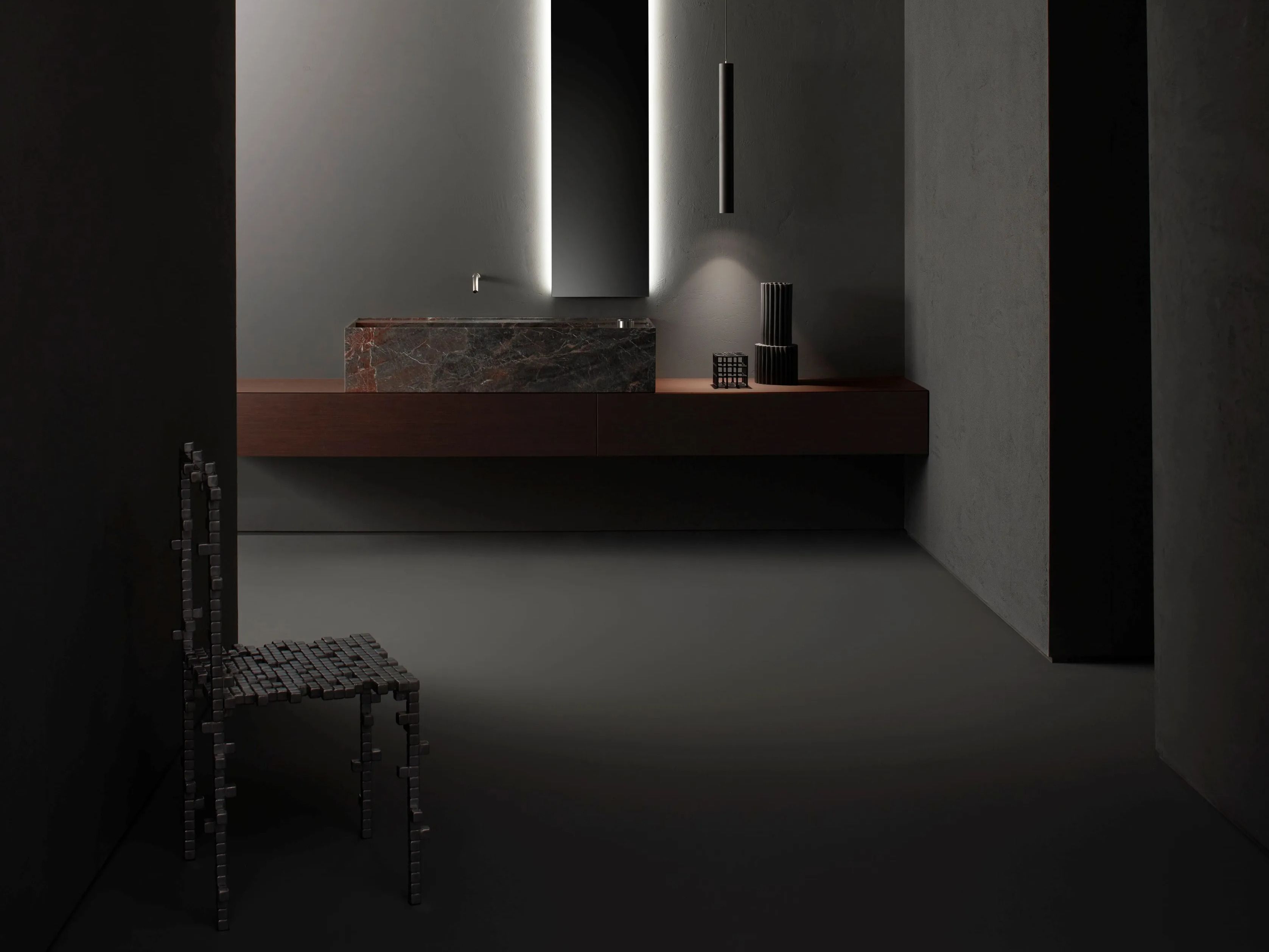 Деревянный подвесной шкаф для ванной комнаты с ящиками Falper Minimum ARCH-00070058 - Вид №2