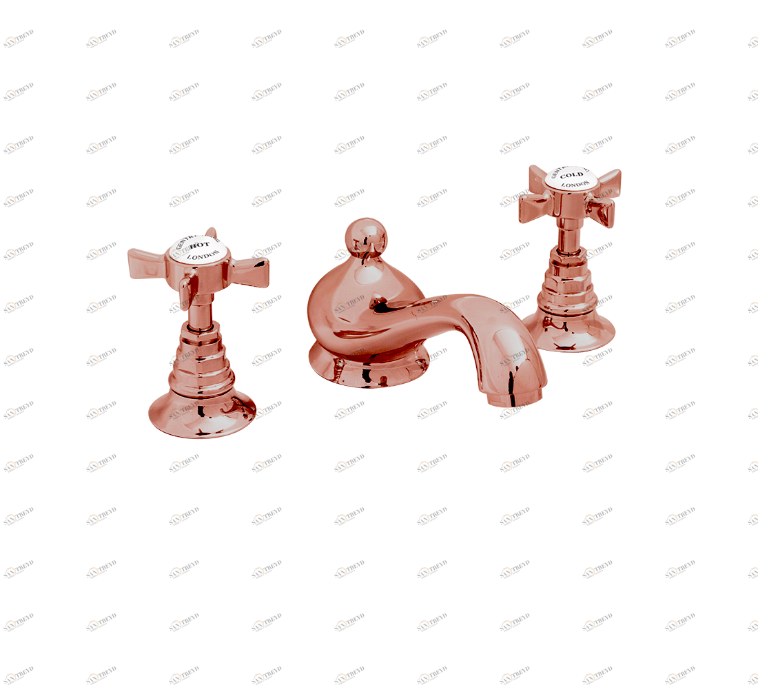 Gentry Home Смеситель для раковины Style на три отверстия с всплывающей пастой Ascot Медь GH103199 